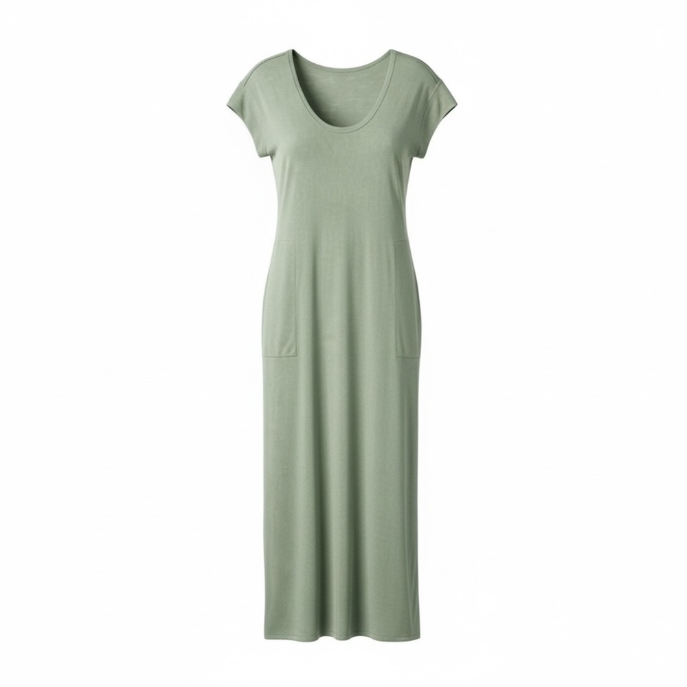 Athleta Martinique Maxi Dress SageGreen Short Sleeve, Medium